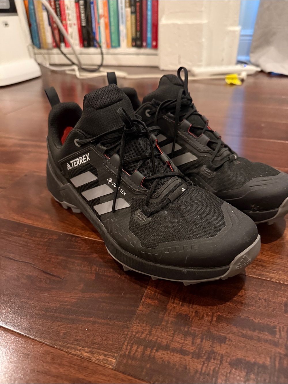 adidas Terrex Black with Gray and Red Accent Trail Shoes